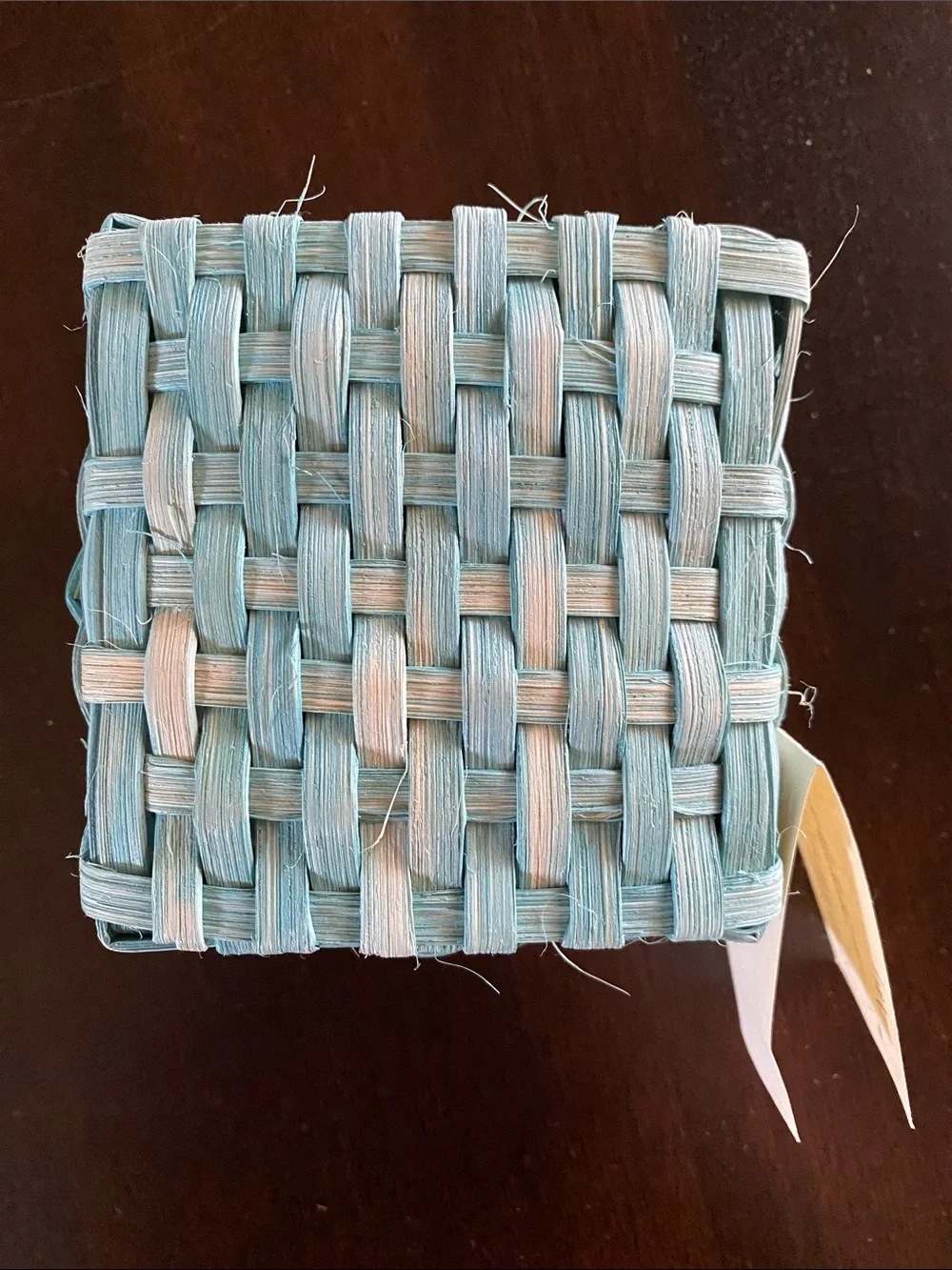 Turquoise Handwoven Square Accent Miniature Basket